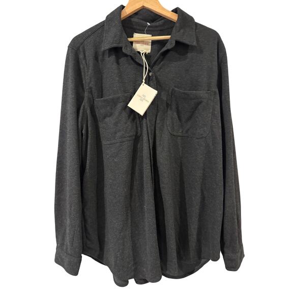 Casa Cabana Tops - Casa Cabana Sienna Charcoal Heather Long Sleeve Button Down XXL